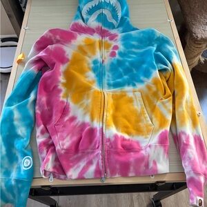 BAPE Tie Dye PONR Shark Wide Full Zip Hoodie